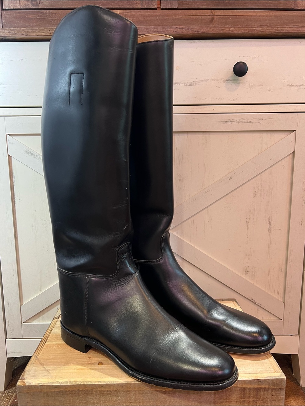 Vintage Marlborough Tall Riding Boots Black Leather Made in England Women's 9.5